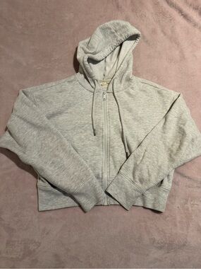 Light Gray Aero Cropped Zip Hoodie